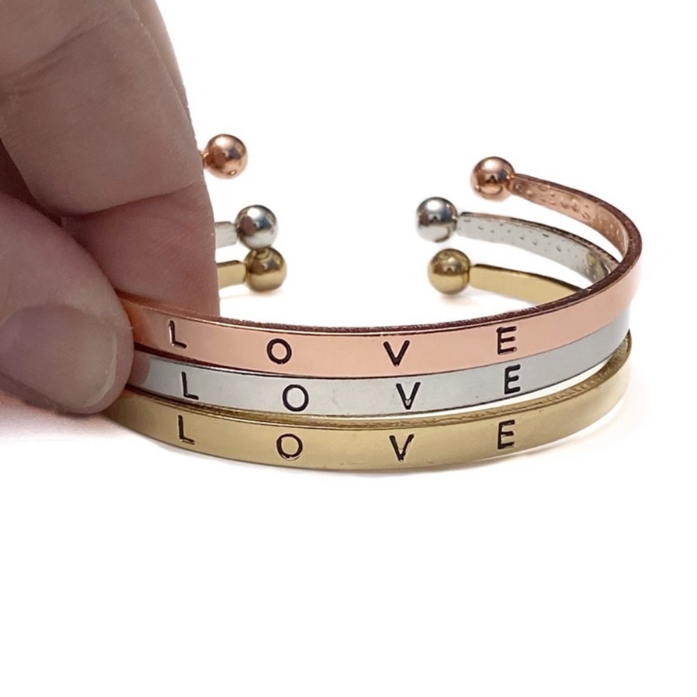 $3/20 Triple Stacking Metal Stamped LOVE Cuff Br…